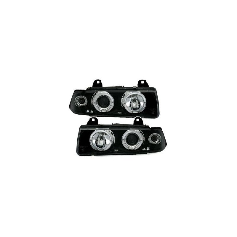 Кристални фарове Angel Eyes BMW E36  (1991-2099) 2D coupe - черни