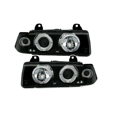 Кристални фарове Angel Eyes BMW E36  (1991-2099) 2D coupe - черни
