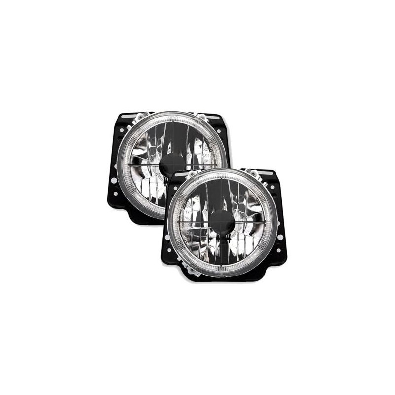 Кристални фарове с Angel Eyes и кръст GOLF II  (83-93) - черен хром