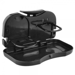 Сгъваема поставка за чаши за облегалка с масичка -  черна