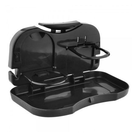 Сгъваема поставка за чаши за облегалка с масичка -  черна