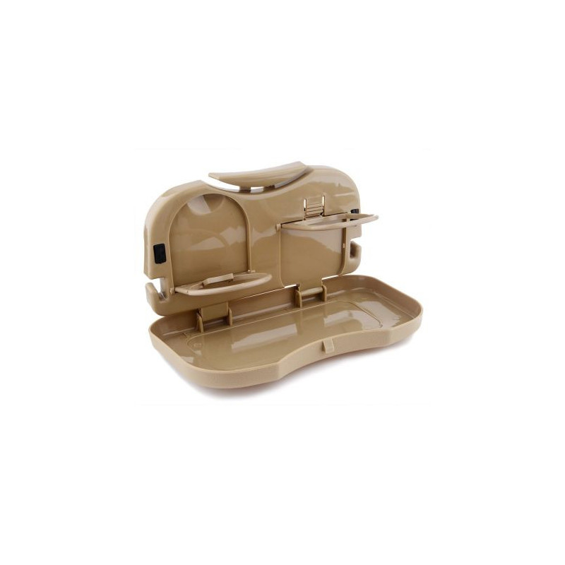 Сгъваема поставка за чаши за облегалка с масичка -  бежова