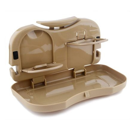 Сгъваема поставка за чаши за облегалка с масичка -  бежова