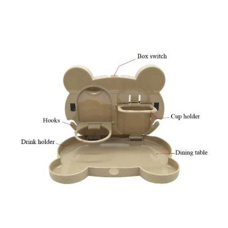 Сгъваема поставка за чаши за облегалка с масичка с форма на мече - бежова