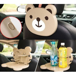 Сгъваема поставка за чаши за облегалка с масичка с форма на мече - бежова