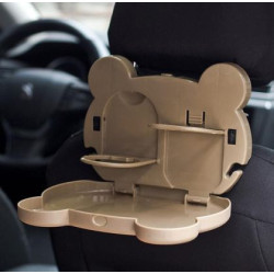 Сгъваема поставка за чаши за облегалка с масичка с форма на мече - бежова