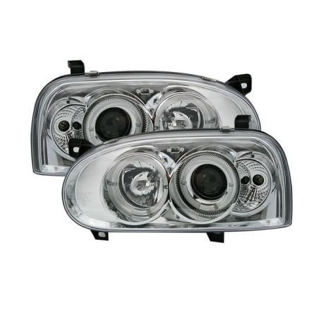 Кристални фарове Angel Eyes за Golf 3I  - хром
