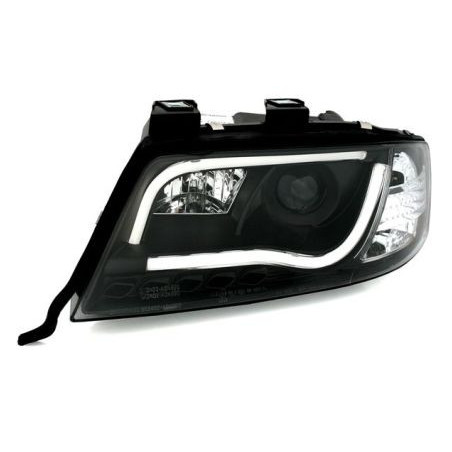 Кристални фарове с Лайтбар за Audi A6 С5 (2001-2004) - черни