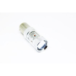 Диодна крушка BA15S с 6 х 5W CREE диода и лупа единична светлина червена