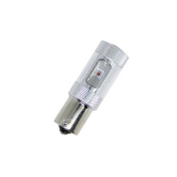 Диодна крушка BA15S с 6 х 5W CREE диода и лупа двойна светлина червена