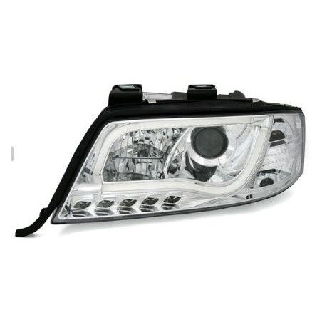 Кристални фарове с Лайтбар за Audi A6 С5 (1997-2001) - хром