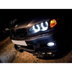 Ангелски Очи кристални за BMW E46 седан, комби (1998-2005) / E46 купе (1998-2003) - U-Design с лупи на дълги с