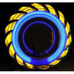 Биксенон лупи за вграждане MORIMOTO MINI SPIRAL 2.5" - с бял вътрешен и жълт външен ринг