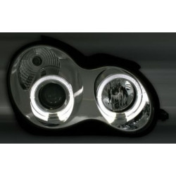 Кристални фарове Mercedes седан C-CLASS W203 (00-04) - с ангелски очи