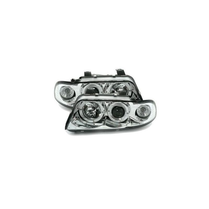 Кристални фарове за Audi A4 Angel Eyes (1995-1998) - хром