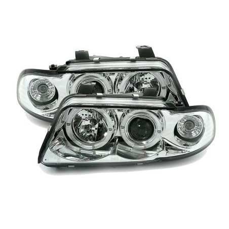 Кристални фарове за Audi A4 Angel Eyes (1995-1998) - хром