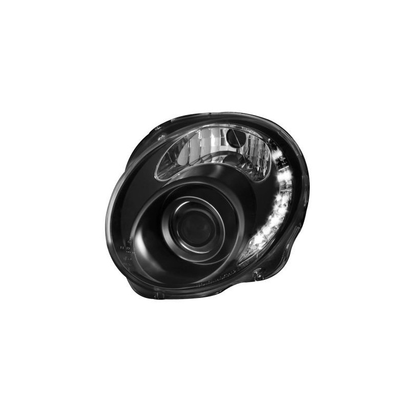 Кристални фарове DAYLINE FIAT 500 (07+) - черни