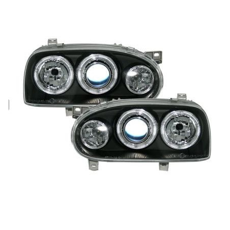 Кристални фарове Angel Eyes GOLF III  - черни