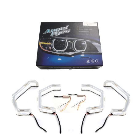 Диодни Ангелски Очи  за BMW F30 - U-Design - с два цвята и функция мигач (бял и жълт)