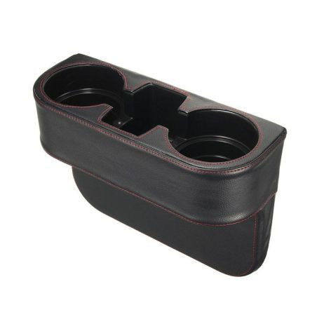 Поставка за чаши за кола  за 2 чаши между седалките - черна кожа