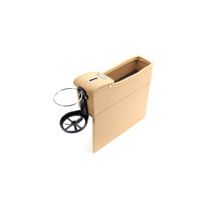 Органайзер с монетник и поставка за чаши за кола  между седалките - бежов