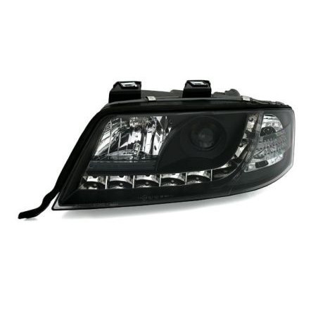 Кристални фарове за Audi A6 (1997-2001) / Allroad 1999-2005 с дневни светлини - черни