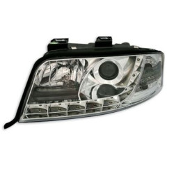 Кристални фарове за Audi A6 с дневни светлини (2001-2003) - хром