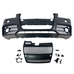 Предна броня за Audi A4 B7 8E (2004-2008) - S-Line Design с черна решетка с отвори за парктроник