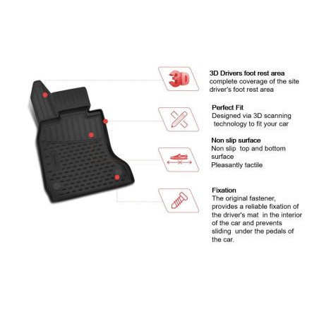 3D Гумени стелки за HONDA CR-V III (2007-2012) - сиви - 4pcs.