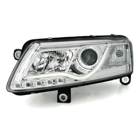 Кристални фарове с лайтбар за Audi A6 4F (2004-2008) - хром