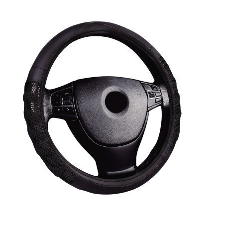 Кожен калъф за волан 38см - Comfort - черен цвят
