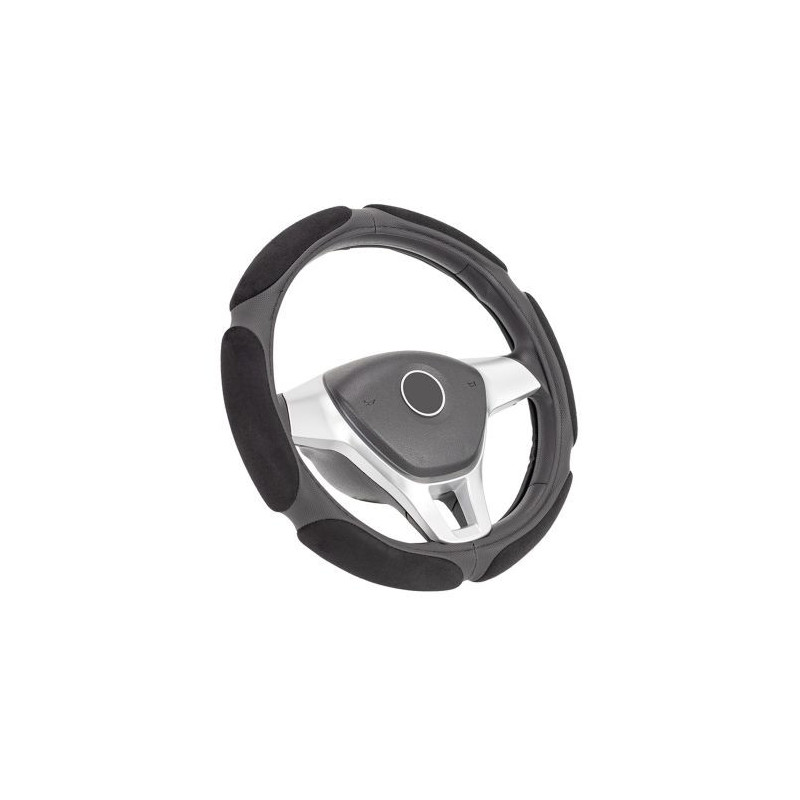 Калъф за волан от еко кожа 38см - Race - черен цвят