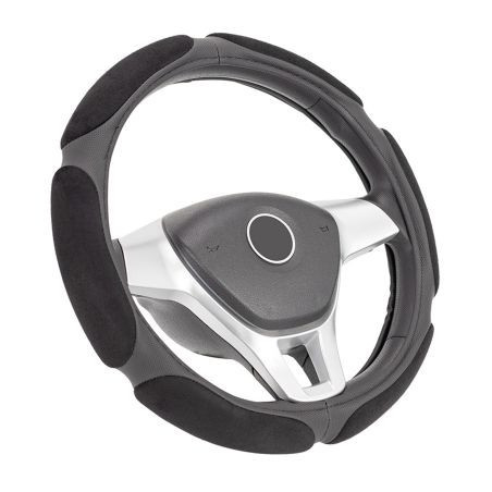 Калъф за волан от еко кожа 38см - Race - черен цвят