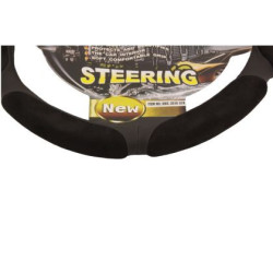 Калъф за волан от еко кожа 38см - Race - черен цвят