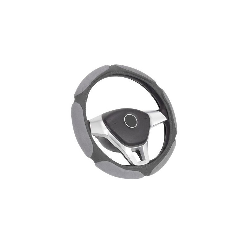 Калъф за волан от еко кожа 38см - Race - сив цвят