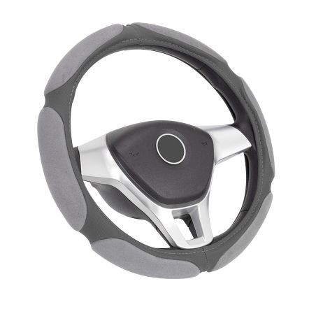 Калъф за волан от еко кожа 38см - Race - сив цвят