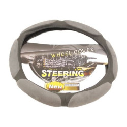 Калъф за волан от еко кожа 38см - Race - сив цвят