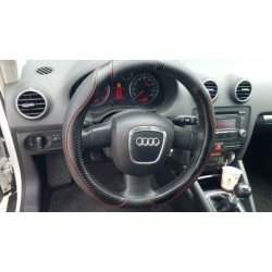 Кожен калъф за волан 38см - Carbon - карбон с червени шевове