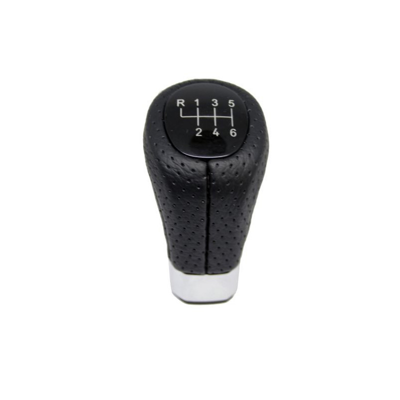 Топка за скоростен лост за BMW с 6 скорости - черна кожа с пори