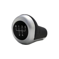 Топка за скоростен лост за BMW с 5 скорости - черна кожа / силвър мат