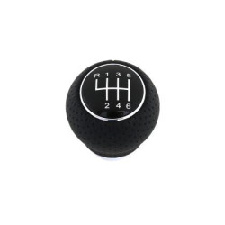 Топка за скоростен лост Универсална с 6 скорости - черна кожа с пори