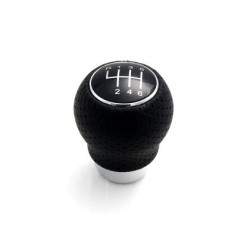 Топка за скоростен лост Универсална с 6 скорости - черна кожа с пори