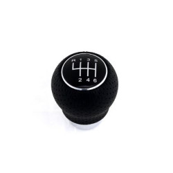 Топка за скоростен лост Универсална с 6 скорости - черна кожа с пори