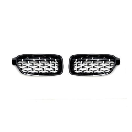 Решетки за BMW F30 (2011+) - Гланц - Diamond Design - хром / черно