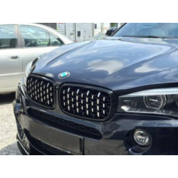 Решетки за BMW X5 F15 / X6 F16 (2013+) - Гланц - Diamond design - хром / черно
