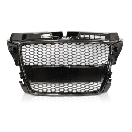 Решетка с поставка за емблема за Audi A3 (2008-2013) - RS-Look Черна-gloss