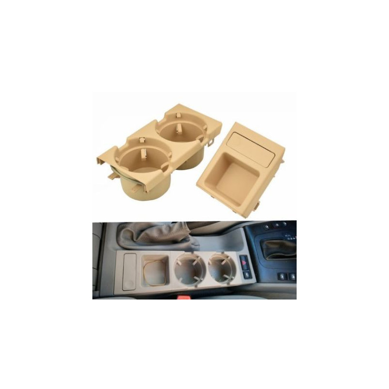 Поставка за чаши - къп холдер за BMW E46 с монетник бежов - комплект 2бр.