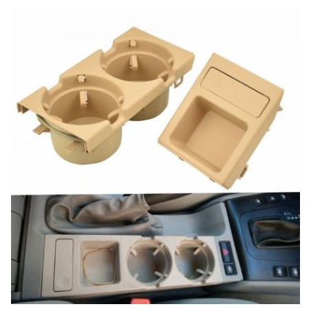 Поставка за чаши - къп холдер за BMW E46 с монетник бежов - комплект 2бр.