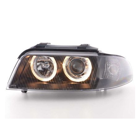 Кристални фарове ангелски очи за AUDI A4 (1999-2001) - черни