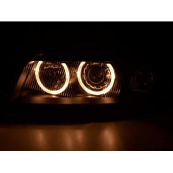 Кристални фарове ангелски очи за AUDI A4 (1999-2001) - черни